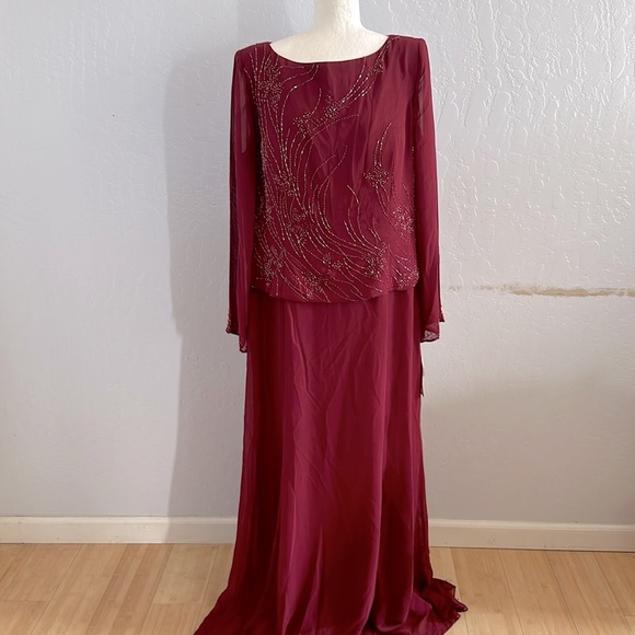 Jessica Dresses & Skirts - Jessica Burgundy beaded Maxi Dress